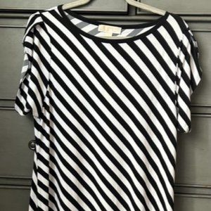 Michael Kors Dress, Large, Black and White, Envelope Short Sleeve, UEC